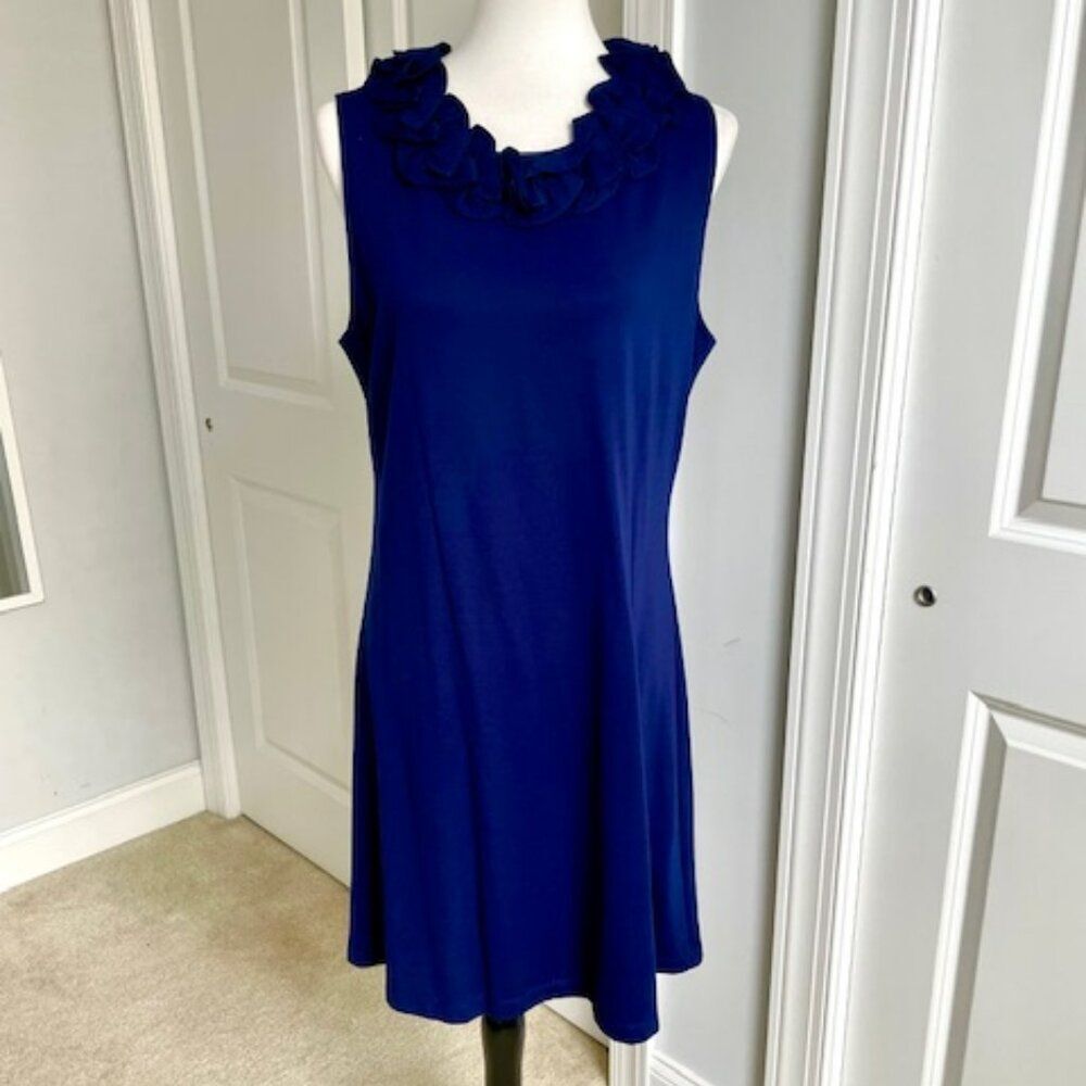 Sailor Sailor Blue Ruffle Neck Stretchy Sleeveless Dress Size XL